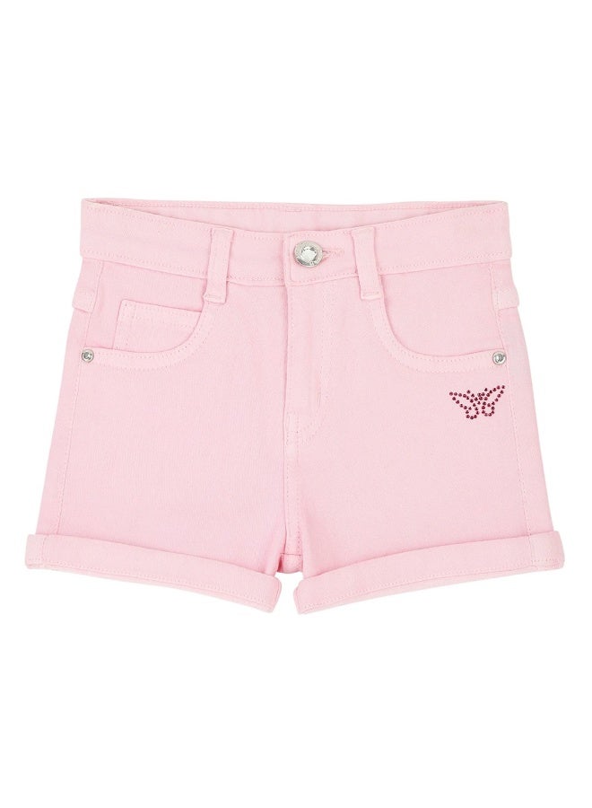 Girls Pink Slim Fit Hot Pants Shorts