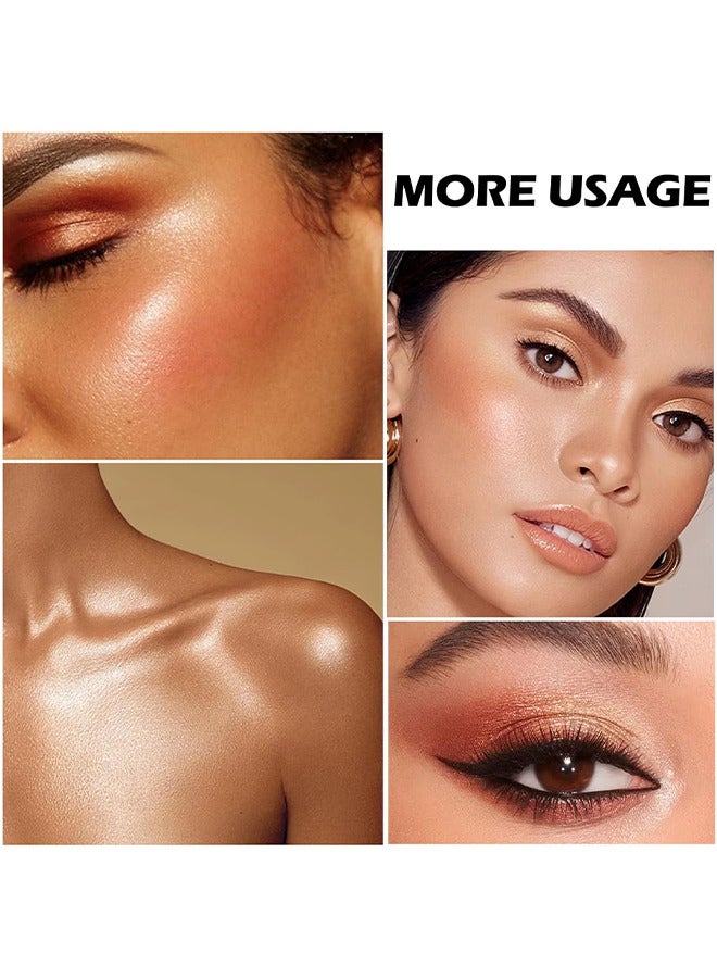 سمادو لوحة أحمر الخدود والهايلايتر ، 4 ألوان معدنية لامعة شادو بودرة ، مجموعة مكياج مضيئة للتظليل وإبراز وتحديد الوجه ، مكياج هايلايتر يدوم طويلا - Image 5