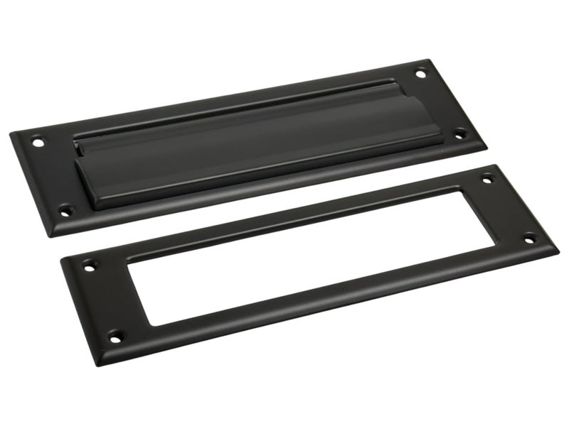 QCAA Soild Brass Mail Slot with Solid Brass Interior Frame 878X278 Matte Black 1 Pack Made in Taiwan