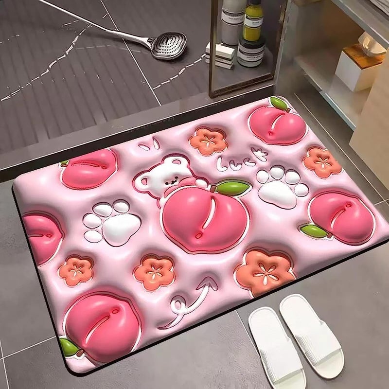 KN ENTERPRISE KN Anti Skid Water Soak 3D Bathroom Mat Set Rubber NonSlip Quick Dry Rugs Fit Under Door Super Absorbent Thin Fashion Washable Floor Bath Mat Foot Mat for DoorBathroom - Image 5