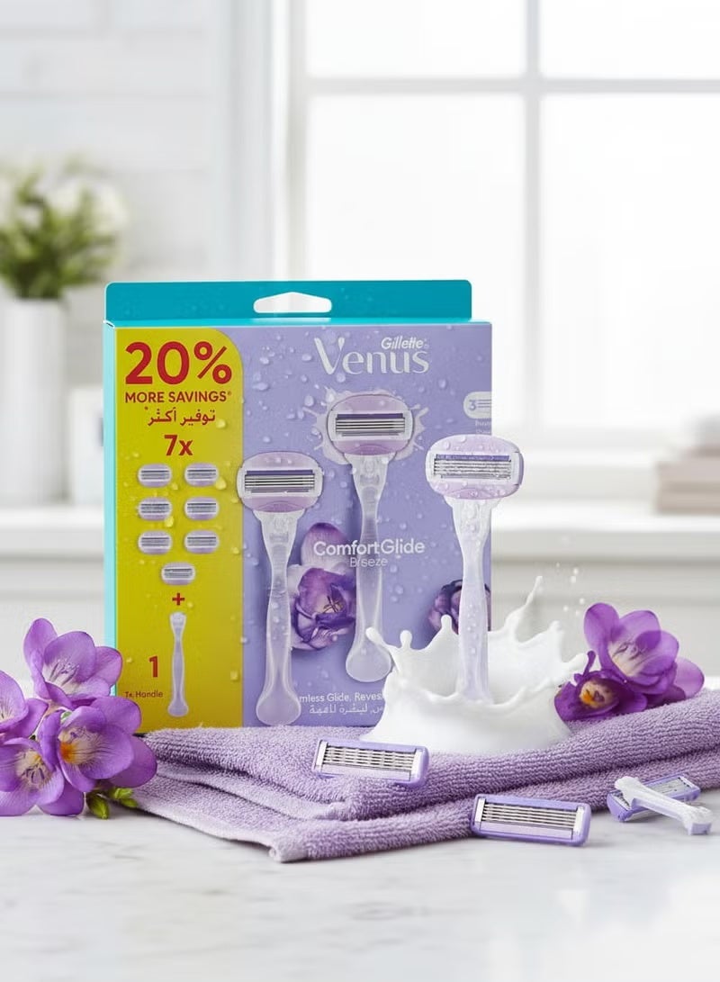 Venus Gillette Venus ComfortGlide Breeze Women's Razor Single Handle + 7 Replacement Blades - Image 5