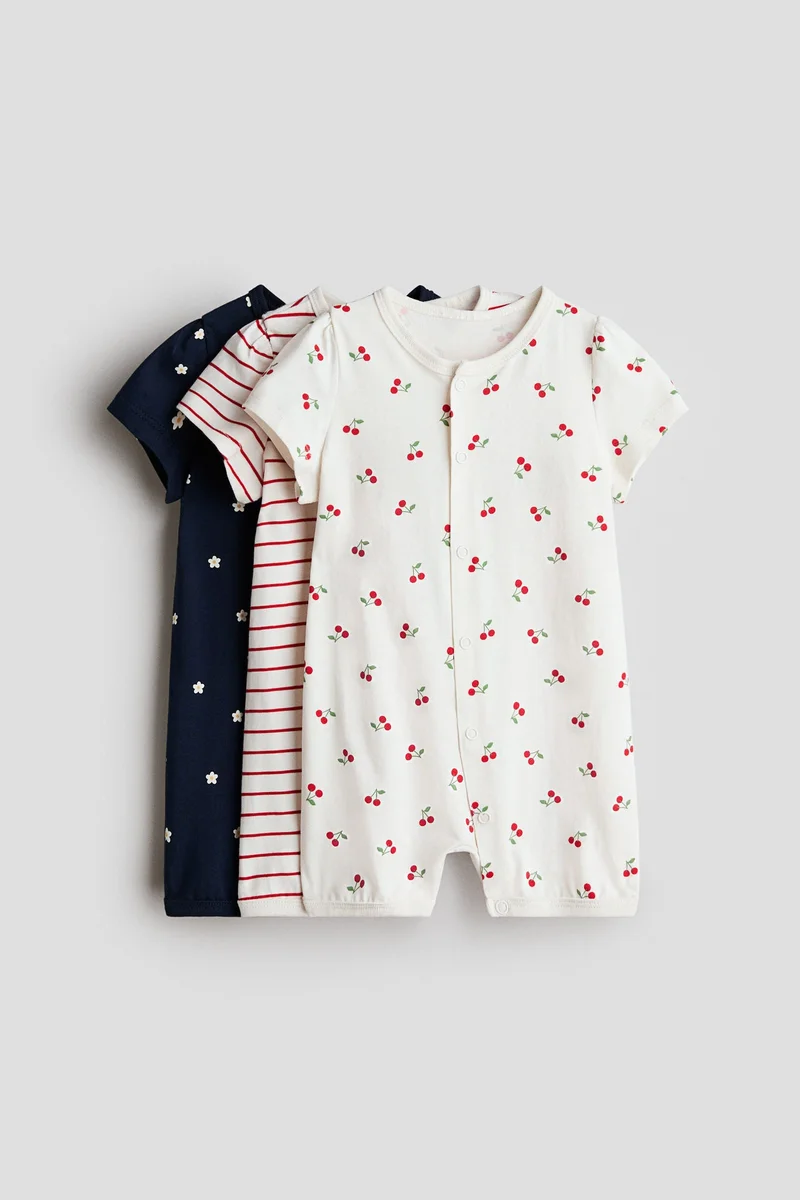 H&M 3-pack short cotton sleepsuits