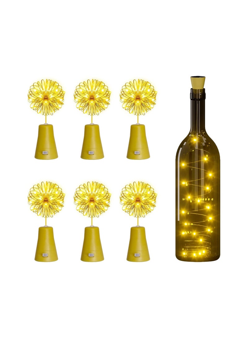 Suntown Solar Powered Wine Bottle Lights, 6 Pack Fairy Mini String Lights, 20 Led Waterproof Cork Lights, for Diy Liquor Bottles Garden Patio Pathway Outdoor Wedding Decor Halloween(Warm White)(2 Meters) - Image 1