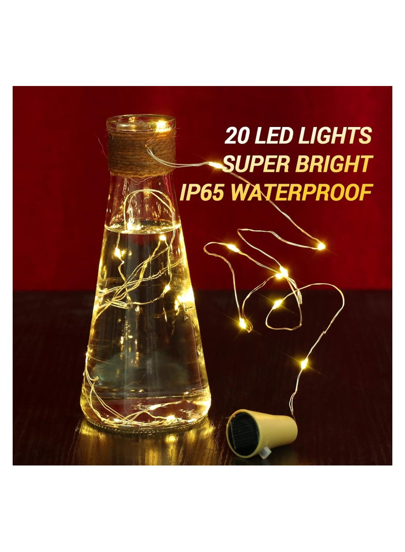 Suntown Solar Powered Wine Bottle Lights, 6 Pack Fairy Mini String Lights, 20 Led Waterproof Cork Lights, for Diy Liquor Bottles Garden Patio Pathway Outdoor Wedding Decor Halloween(Warm White)(2 Meters) - Image 2