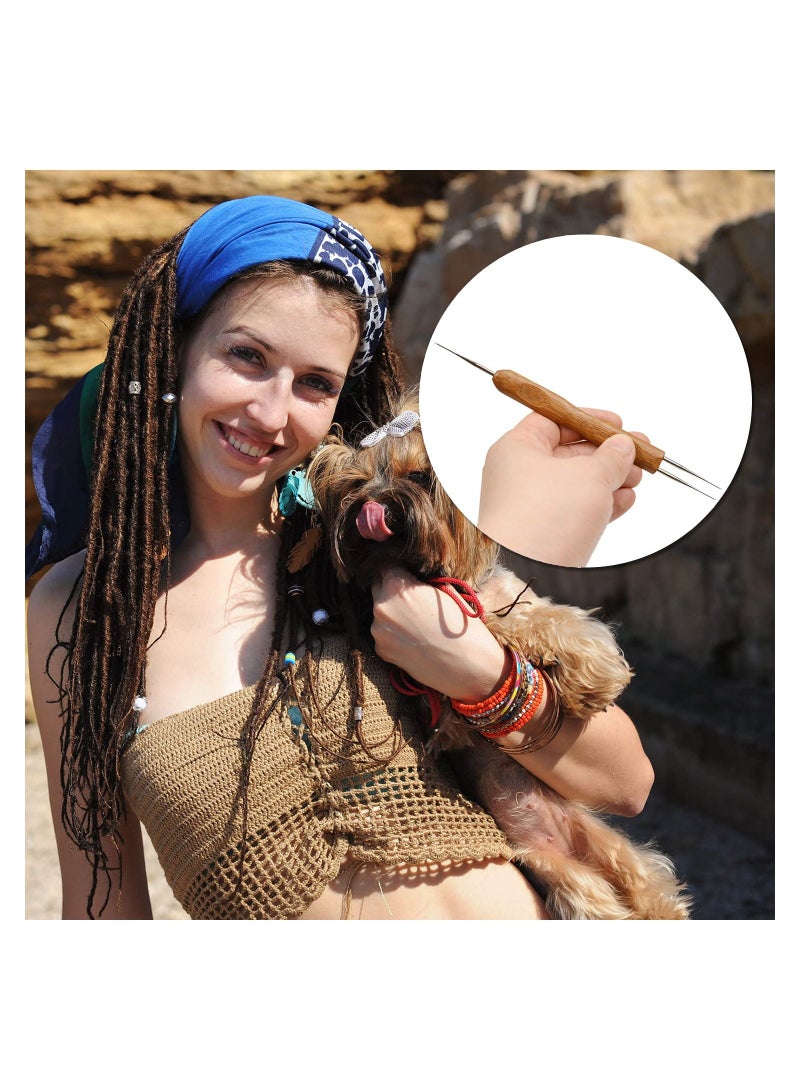 KASTWAVE 2pcs Dirty Braid Crochet Carbonized Bamboo Handle, Knitting Tools Sweater Needles, KASTWAVE Double Ended Dreadlock Hook for Hair Dreadlock Tool, for Braid Craft Dread locks Crochet ( 0.5mm+ 0.75mm) - Image 4