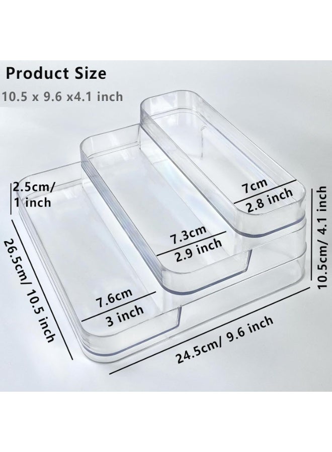 نهر قو قطعة واحدة من حامل عرض أكريليك شفاف، منظم عطور ومستحضرات تجميل، رف بثلاثة أدوار، حامل لوشن ومستحضرات العناية بالبشرة، حافظة توابل، رف شفاف متين لتخزين أسطح المطبخ والحمام. - Image 2