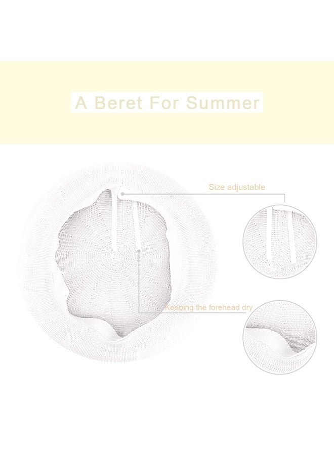Women's Knitted Thin Summer Beret Hat - Adjustable French Style, Solid Color - Image 5