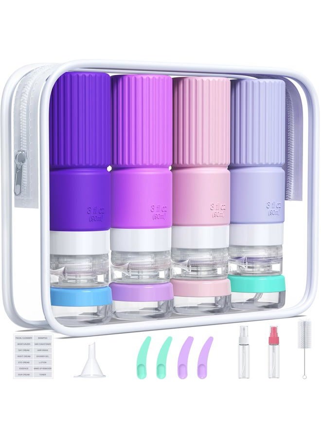 Tocelffe Travel Bottles for Toiletries,TSA Approved Silicone Travel Containers jar for Toiletries,Leak Proof Refillable Liqus Shampoo And Conditioner Travel Essentials toiletry Bottles - Image 1