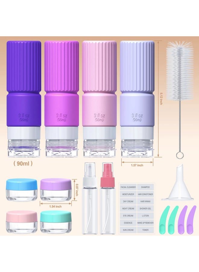 Tocelffe Travel Bottles for Toiletries,TSA Approved Silicone Travel Containers jar for Toiletries,Leak Proof Refillable Liqus Shampoo And Conditioner Travel Essentials toiletry Bottles - Image 2