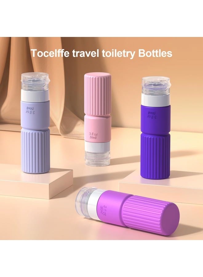 Tocelffe Travel Bottles for Toiletries,TSA Approved Silicone Travel Containers jar for Toiletries,Leak Proof Refillable Liqus Shampoo And Conditioner Travel Essentials toiletry Bottles - Image 3