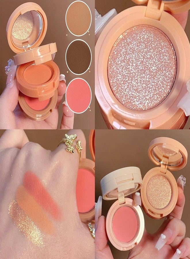 HARSHLOVE 3 in 1 face blusher + highlihger with mini compact palette | travel friendly mini face blush and highlihter palette - Image 2
