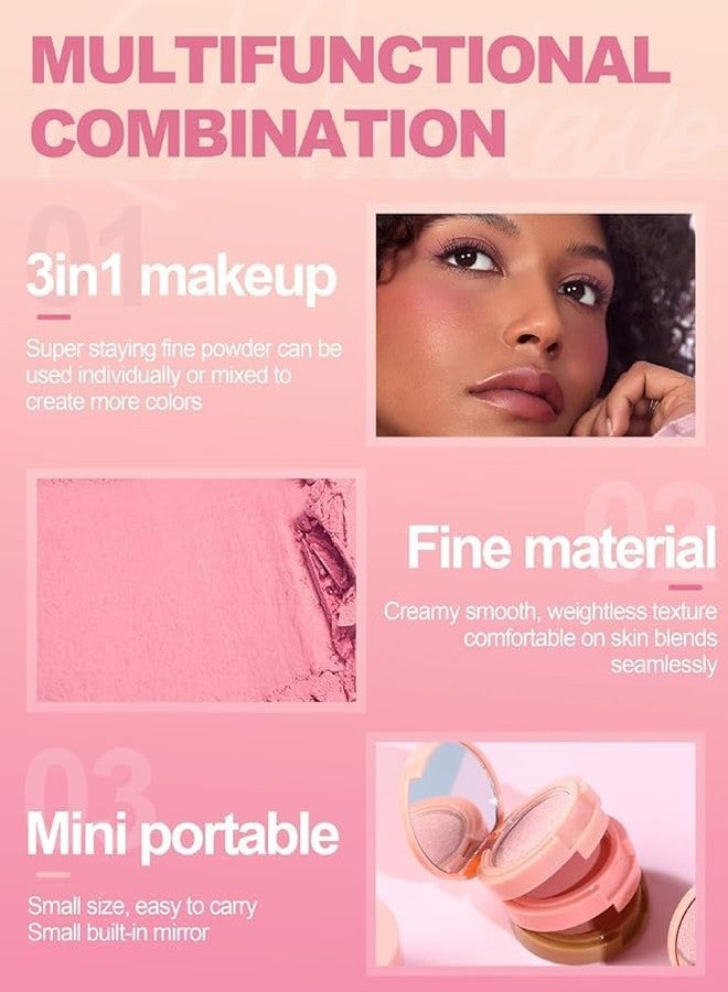 HARSHLOVE 3 in 1 face blusher + highlihger with mini compact palette | travel friendly mini face blush and highlihter palette - Image 5