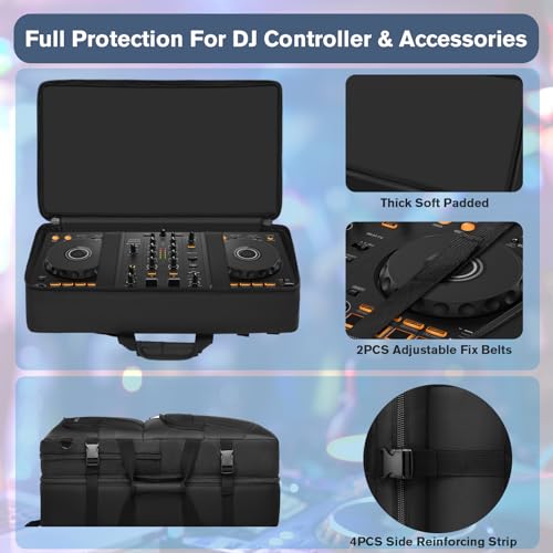 Aleemin DJ Controller Case Compatible with DDJ FLX4 / DDJ 400 / REV1, DJ Controller Bag Backpack Padded with Multi-pocket, DJ Soft Case Gig Bag with Adjustable Shoulder Strap and Carry Handle - Image 2