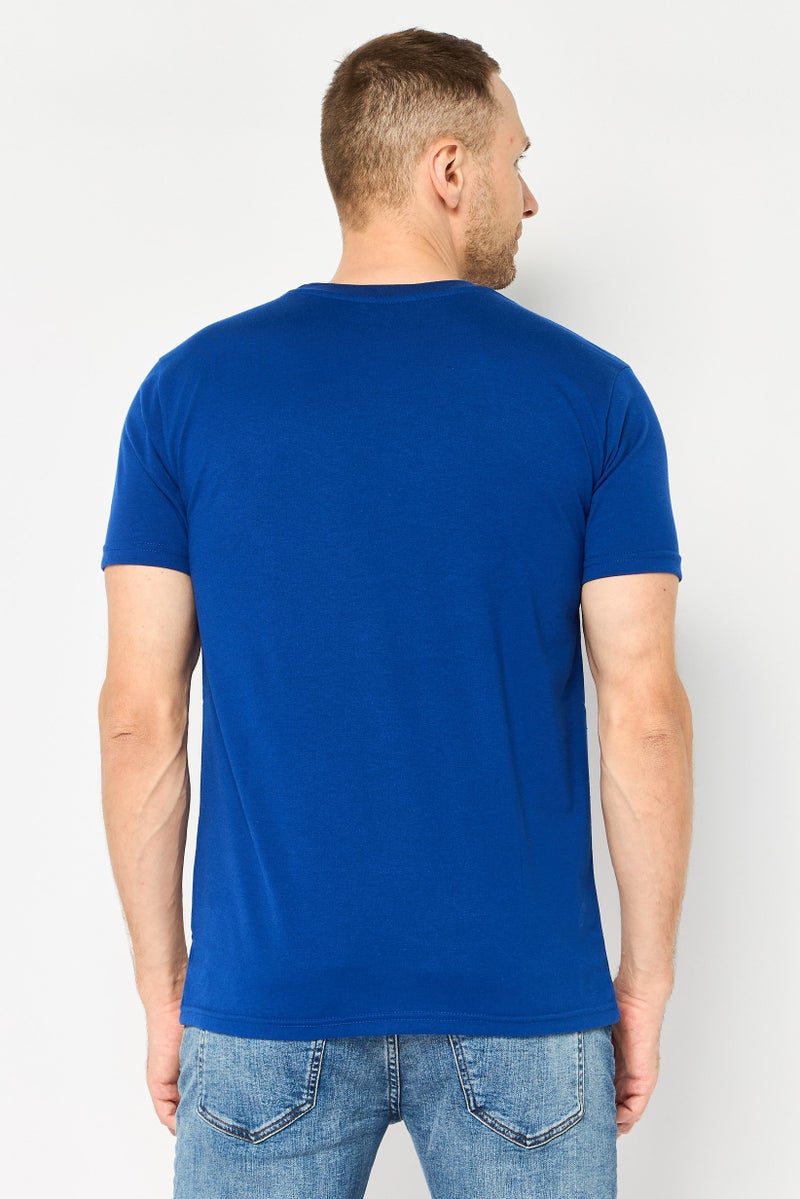 Tailorbyrd Men Crew Neck Short Sleeve Embroidered T-Shirt, Blue - Image 4