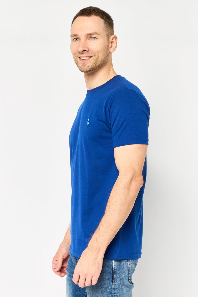 Tailorbyrd Men Crew Neck Short Sleeve Embroidered T-Shirt, Blue - Image 2