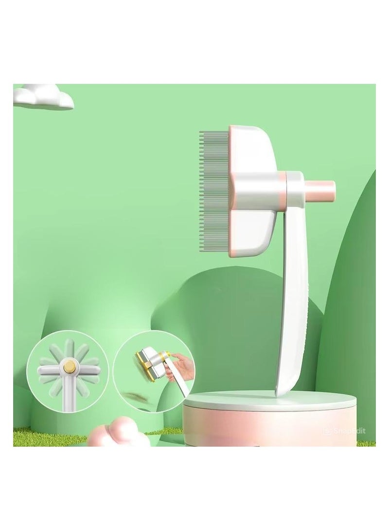 🧴🐕‍🦺 مشط برغوث للحيوانات الأليفة مع زر تحرير – فرشاة متطورة لإزالة الشعر القصير والطويل للقطط والكلاب - Image 1