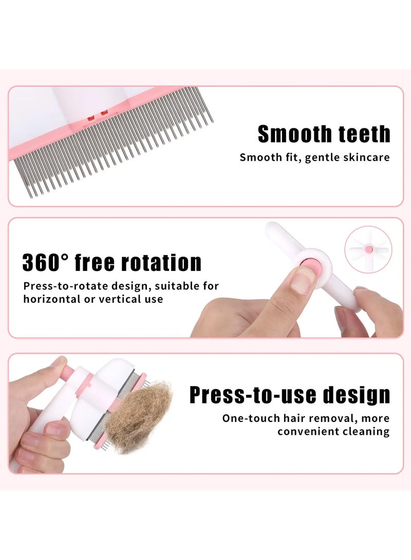 🧴🐕‍🦺 مشط برغوث للحيوانات الأليفة مع زر تحرير – فرشاة متطورة لإزالة الشعر القصير والطويل للقطط والكلاب - Image 4