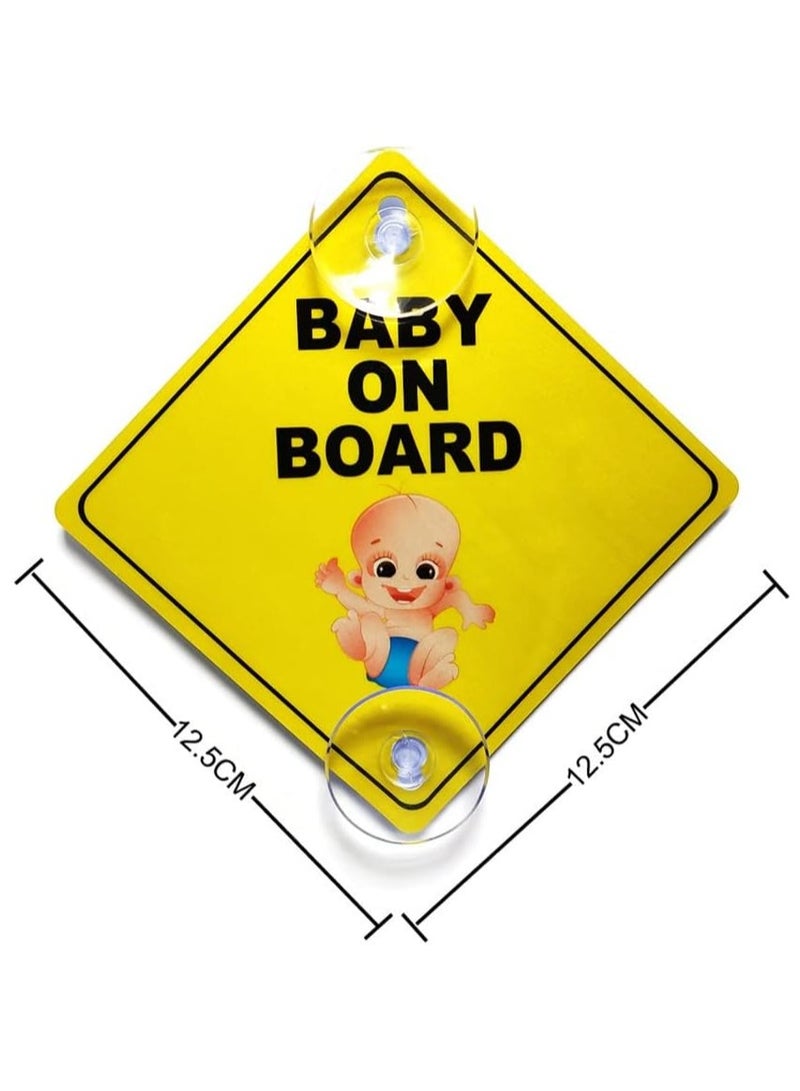 Rubik علامة تحذير السائق بوجود طفل على متن السيارة عاكسة، مع 2 كوب شفط للنافذة الخلفية للسيارة، رمز تحذير السلامة، (12.5 × 12.5 سم) - Image 2