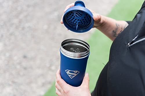 Smartshake DC COMICS Reforce Stainless Steel Protein Shaker Bottle 900 ml | 30 oz - Leakproof Screw-on Lid - BPA Free – Unisex - Non Insulated - Superman Logo - Image 2