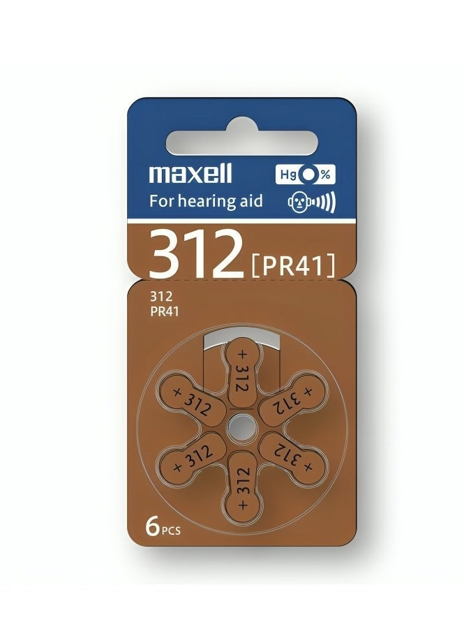 Maxell Batteries for Hearing Aid PR41 6pcs - Image 1