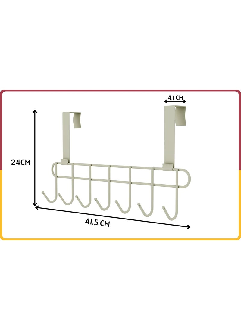 Amiraj Amiraj MultiAlloy Steel OverTheDoor Hook Hanger Rack No Drilling Required 7 Hooks for Bedroom Bathroom Kitchen Doors Hanging Organizer White Pack of 1  - Image 4