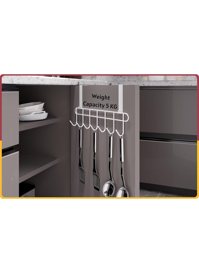 Amiraj Amiraj MultiAlloy Steel OverTheDoor Hook Hanger Rack No Drilling Required 7 Hooks for Bedroom Bathroom Kitchen Doors Hanging Organizer White Pack of 1  - Image 5