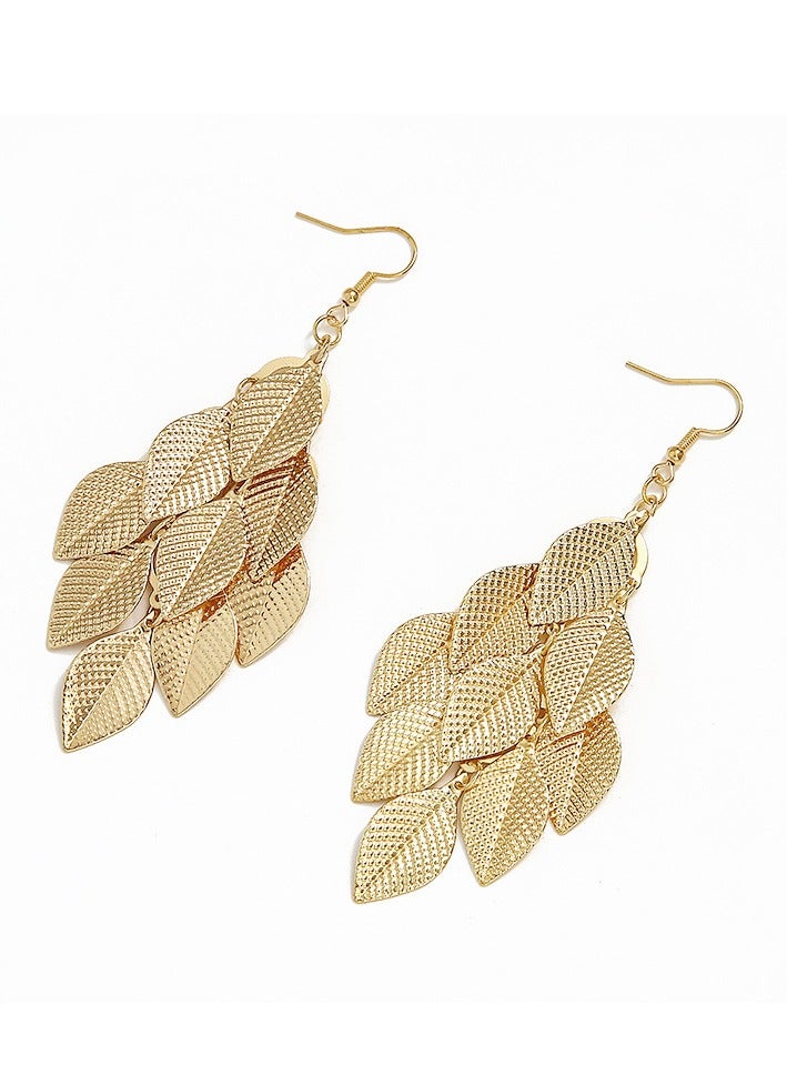 Stylish Tassel Leaf Shape Dangle Earrings - Image 4
