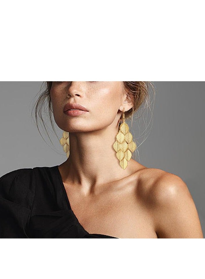Stylish Tassel Leaf Shape Dangle Earrings - Image 1
