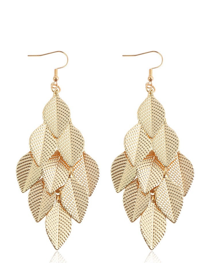 Stylish Tassel Leaf Shape Dangle Earrings - Image 2