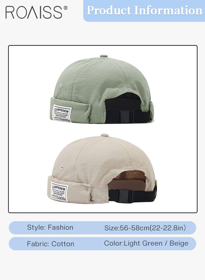 roaiss 2 Pcs Adult Beanie Docker Cap, Rolled Cuff Retro Beanie Hat, Fashion Sailor Cap for Men and Women,Cotton Brimless Skullcap Adjustable Size  - Image 2