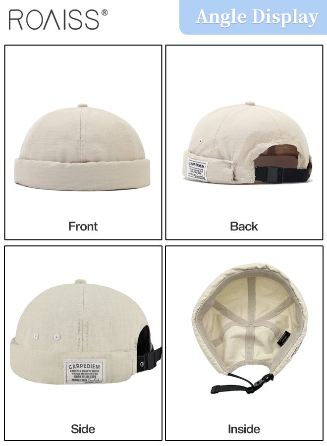 roaiss 2 Pcs Adult Beanie Docker Cap, Rolled Cuff Retro Beanie Hat, Fashion Sailor Cap for Men and Women,Cotton Brimless Skullcap Adjustable Size  - Image 4