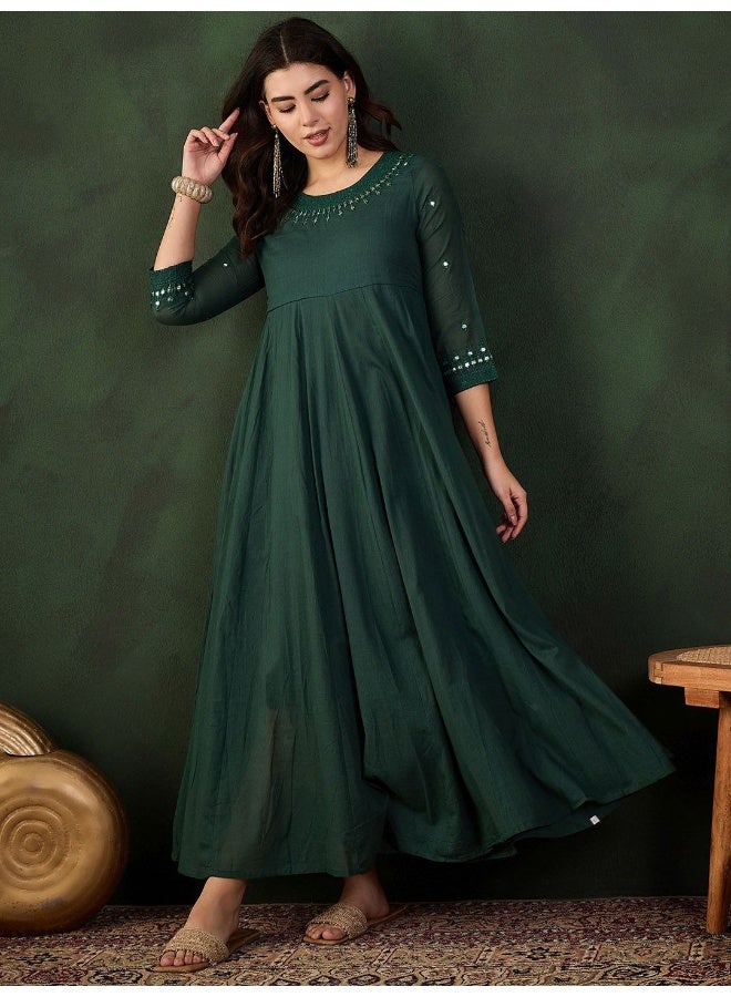 AKS Emerald Green Mirror Detail Maxi Dress - Image 1