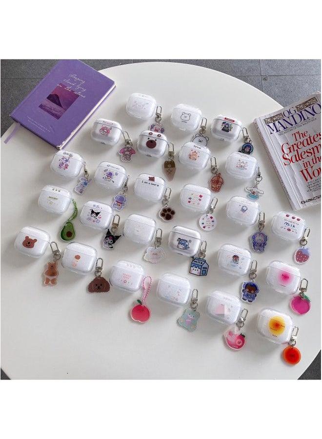 Cartoon Airpods3 Protective Case Cute Simple Suitable For Apple 1/2 Generation Earphone TPU Transparent Soft Case-Color:Hula Hoop Bear + Same Pendant-Model:Generation 3  - Image 2