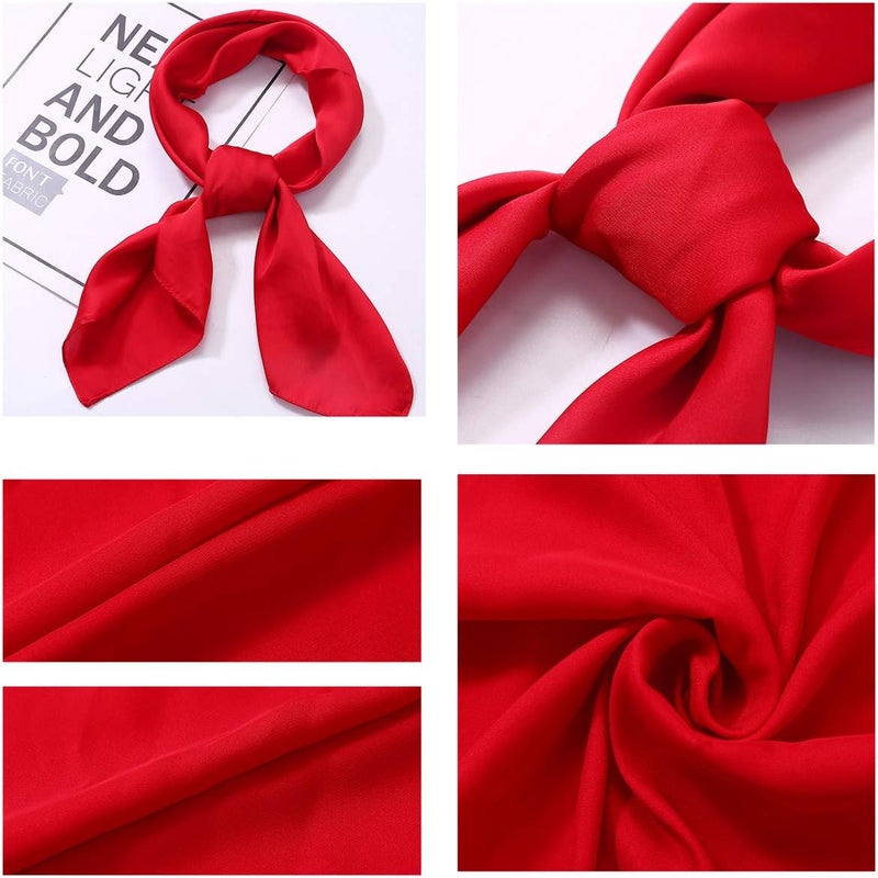 AOLIGE Scarf Satin Square Neck hair scarfs for Women 27" x 27" - Image 5