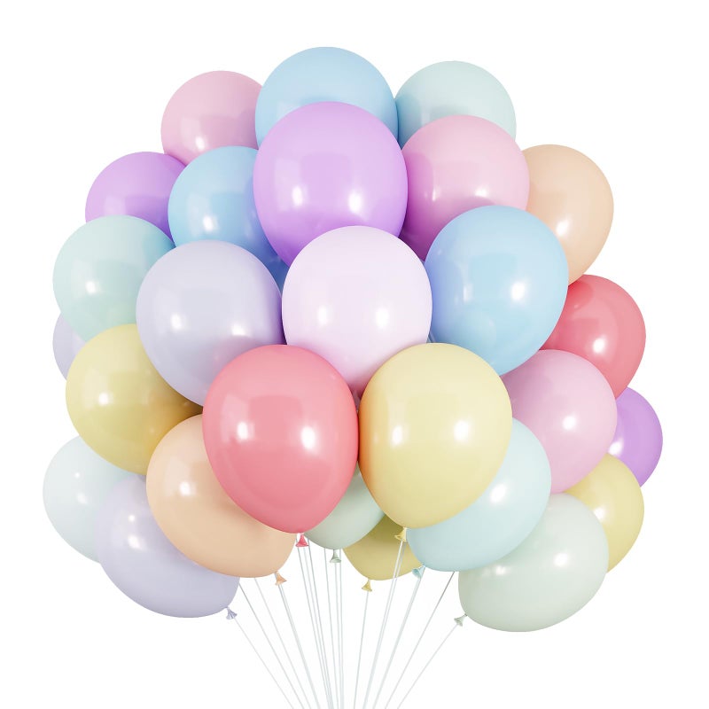 RUBFAC 120pcs Pastel Balloons Assorted Colors 12 Inches Multicolor Balloons for Kid's Birthday Rainbow Party Baby Shower Arch Garland Decoration - Image 1