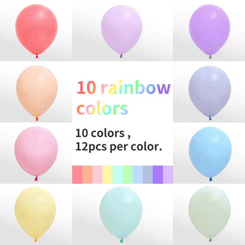 RUBFAC 120pcs Pastel Balloons Assorted Colors 12 Inches Multicolor Balloons for Kid's Birthday Rainbow Party Baby Shower Arch Garland Decoration - Image 2
