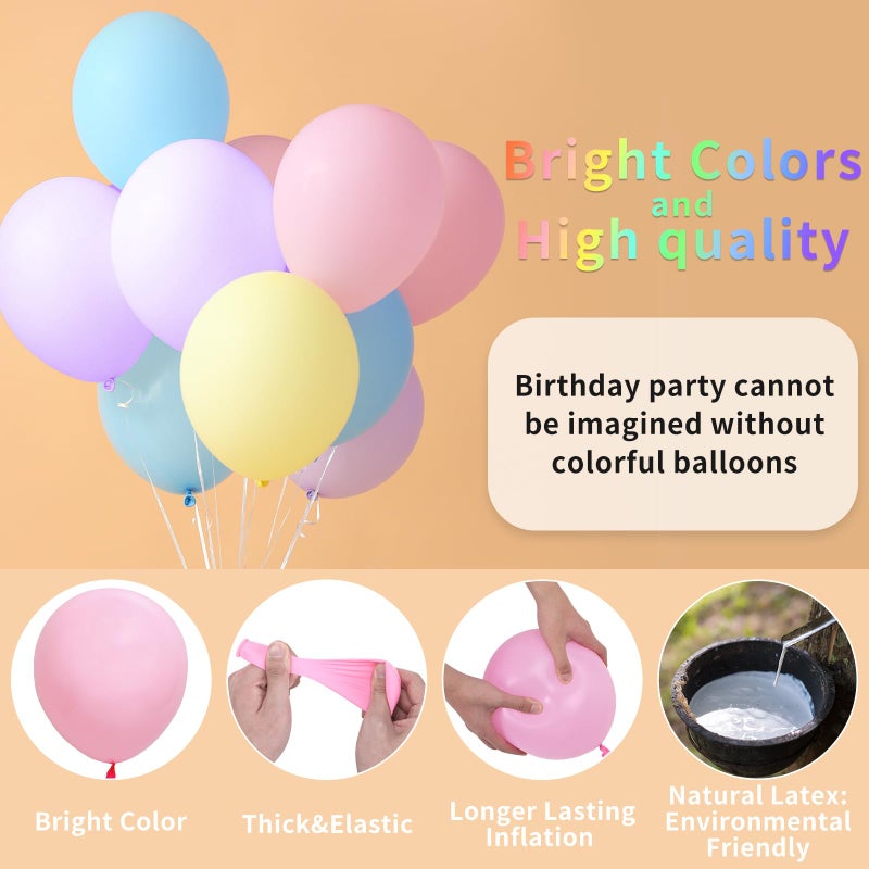RUBFAC 120pcs Pastel Balloons Assorted Colors 12 Inches Multicolor Balloons for Kid's Birthday Rainbow Party Baby Shower Arch Garland Decoration - Image 3