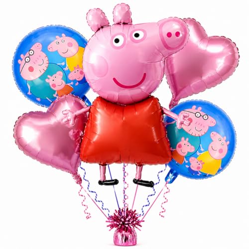 Wanna Party WP WANNA PARTY Pep-Pa Pig Balloons Set Of 5 For Kids Theme Party, Birthday Foil Balloons For Birthday Decoration Items - Image 1