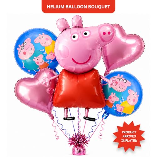 Wanna Party WP WANNA PARTY Pep-Pa Pig Balloons Set Of 5 For Kids Theme Party, Birthday Foil Balloons For Birthday Decoration Items - Image 2