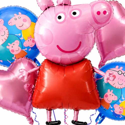 Wanna Party WP WANNA PARTY Pep-Pa Pig Balloons Set Of 5 For Kids Theme Party, Birthday Foil Balloons For Birthday Decoration Items - Image 3