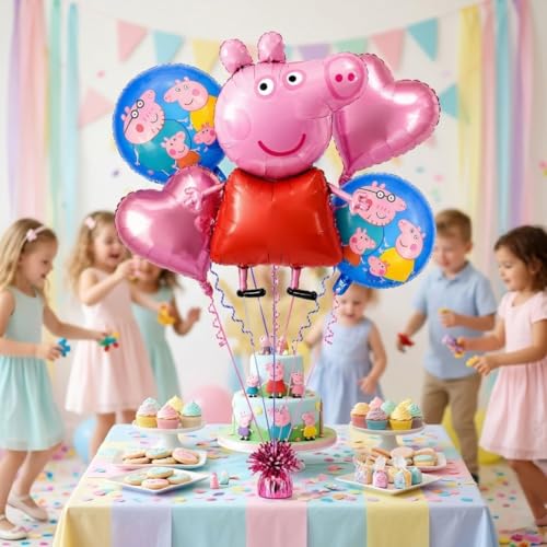 Wanna Party WP WANNA PARTY Pep-Pa Pig Balloons Set Of 5 For Kids Theme Party, Birthday Foil Balloons For Birthday Decoration Items - Image 4