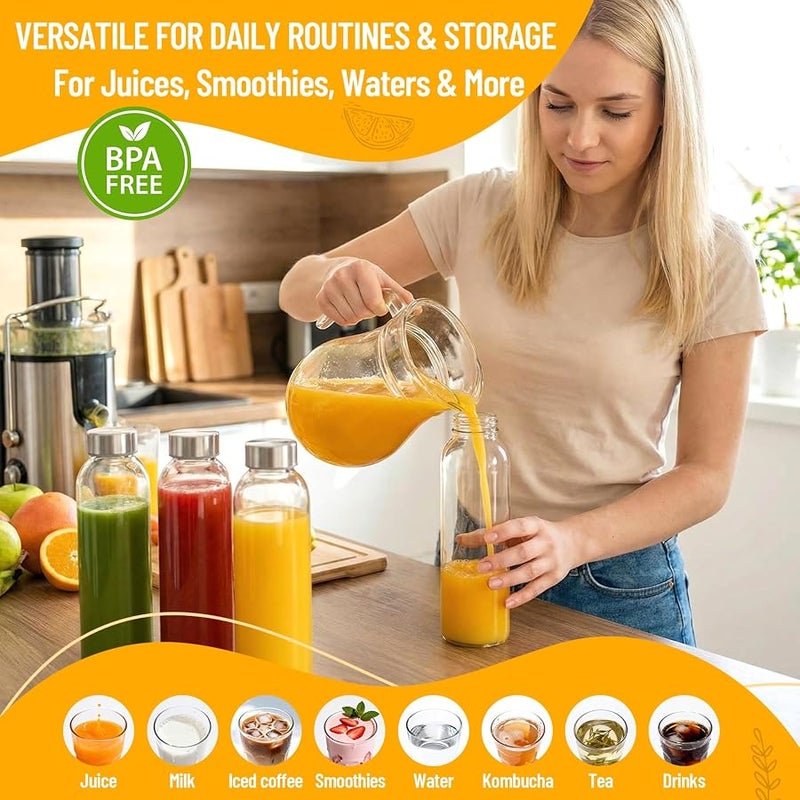 Luxfuel 18 oz Glass Water Bottles, Clear Glass Bottles with Lids 6 Pack - Image 3