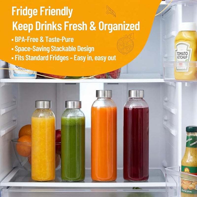 Luxfuel 18 oz Glass Water Bottles, Clear Glass Bottles with Lids 6 Pack - Image 4