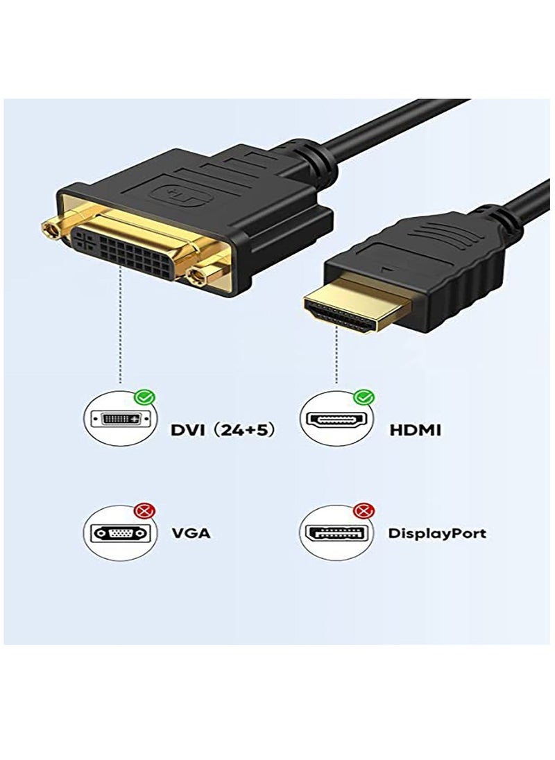 Excefore - HDMI Male to DVI Female 25cm [2 Pack], Bi-Directional HDMI Male to DVI-I (24+5) Female Adapter, for PC, TV, TV Box, PS5, Blue-ray, Xbox,Switch - Image 1