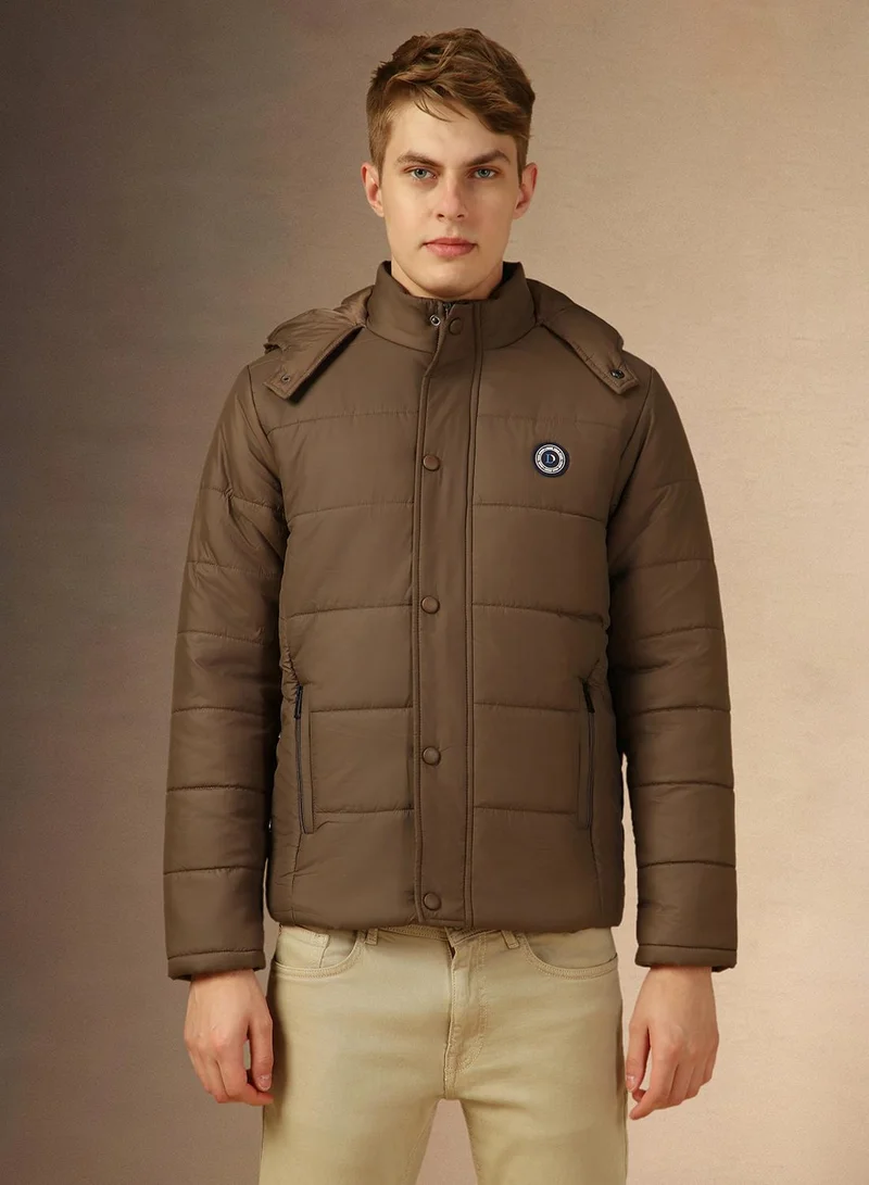 Dennis Lingo Men's Charcoal 100% Polyester Solid Regular Fit Jacket