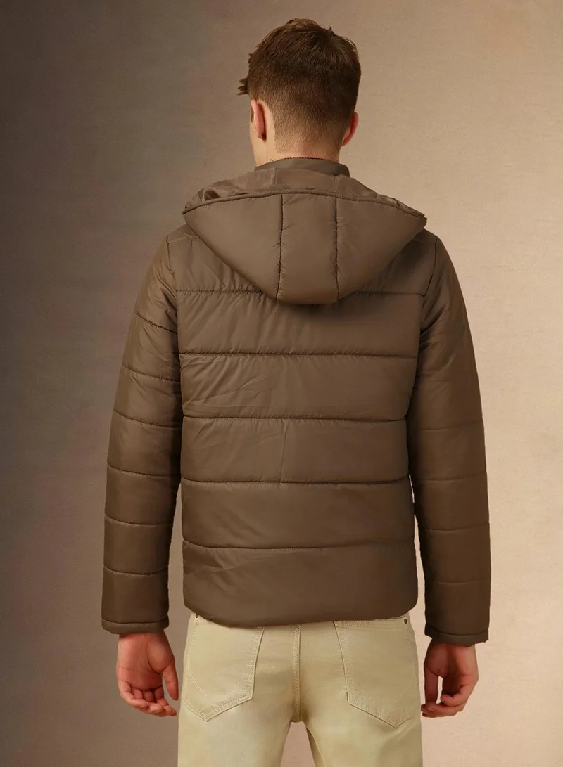 Dennis Lingo Men's Charcoal 100% Polyester Solid Regular Fit Jacket
