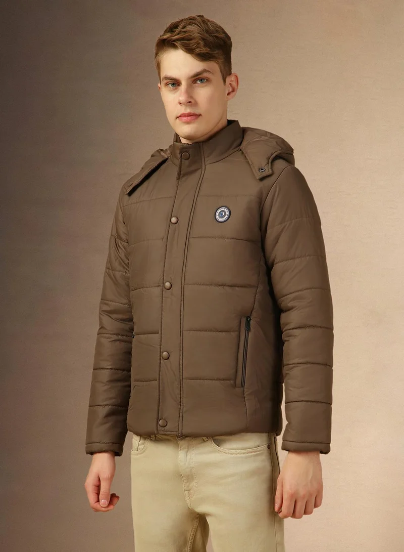 دينيس لينغو Men's Charcoal 100% Polyester Solid Regular Fit Jacket