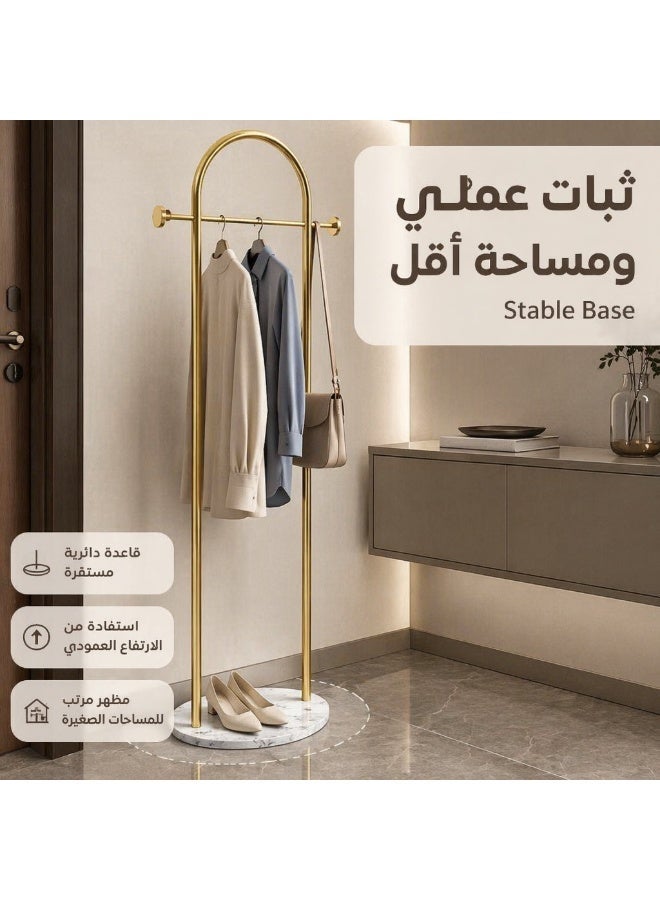 هيكسدريم رف ملابس معدني ذهبي بقاعدة رخامية، حامل ملابس قائم بذاته على شكل حرف U مع قضيب تعليق، منظم ملابس عصري للمدخل وغرفة النوم والبوتيك - Image 5