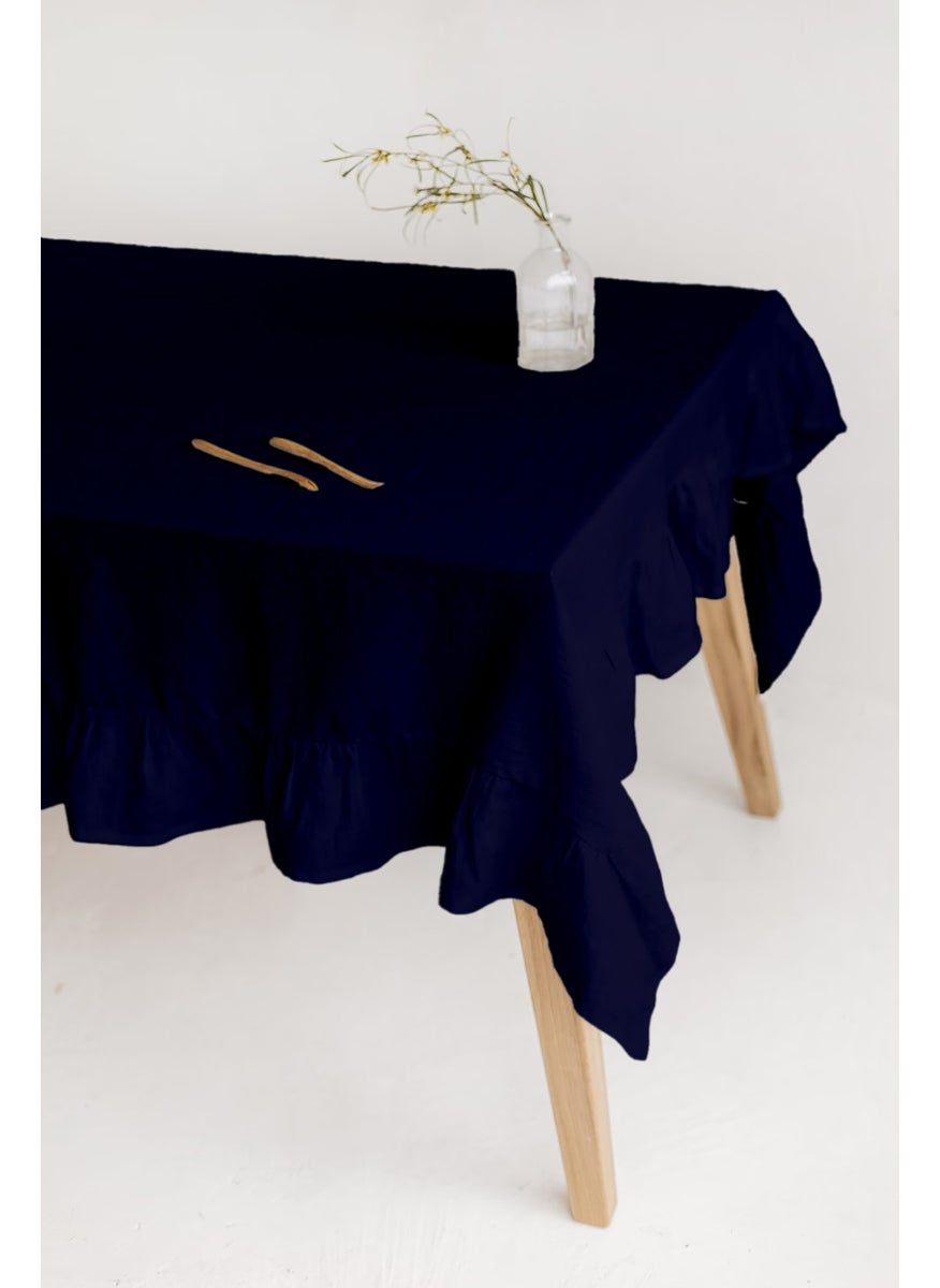 Ruffle | Linen Ruffle Navy Blue Tablecloth 160 x 220 cm - pzsku/ZC7F694A6A5CE52B1E065Z/45/_/1730636726/974d7d2a-809b-45c3-9609-35a5d1f6229b