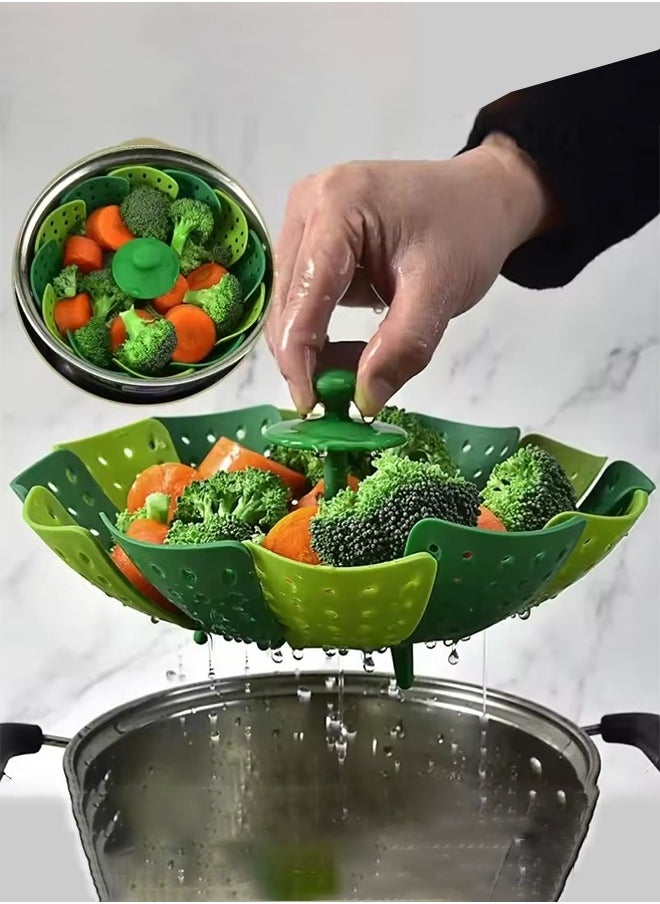 Generic Plastic Folding Lotus Steamer Food Grade Steaming Rack Fruit Baskets Kitchen Storage Racks Vegetable Vapor Cooker Dish Cookware  - Image 1